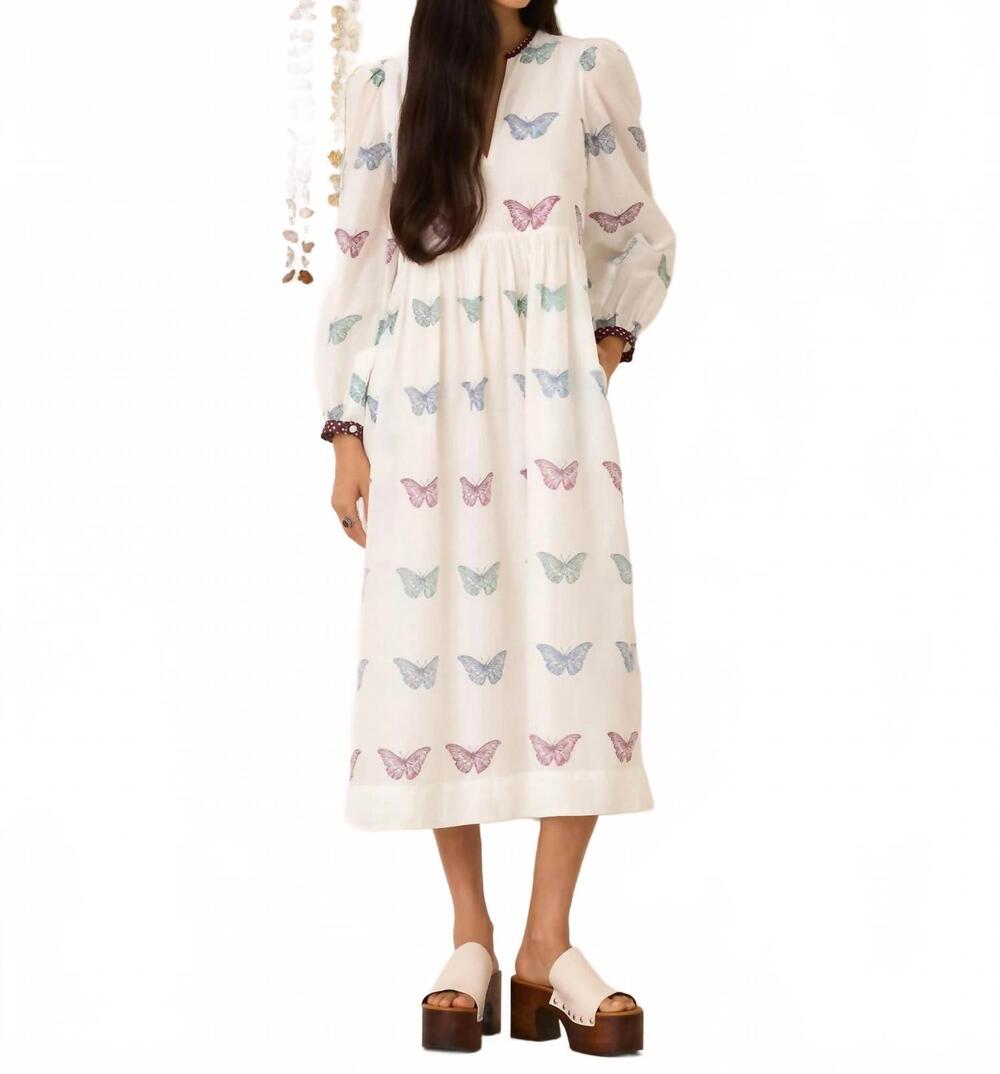 NEW ALIX OF BOHEMIA winifred butterfly dress in white